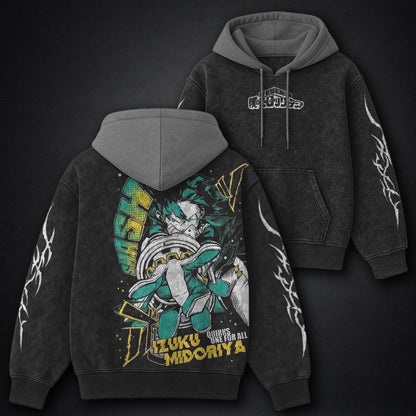 My Hero Academia Essential Black and Grey Washed Hoodie