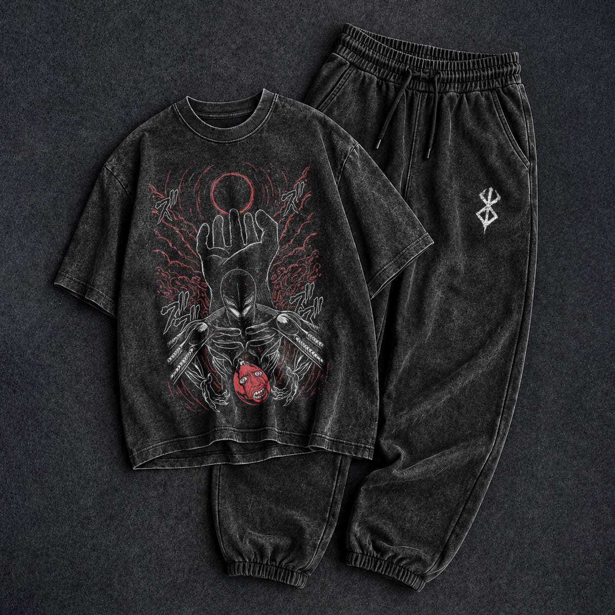 Berserk Washed Black T-Shirt and Joggers Combo