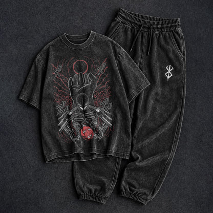Berserk Washed Black T-Shirt and Joggers Combo