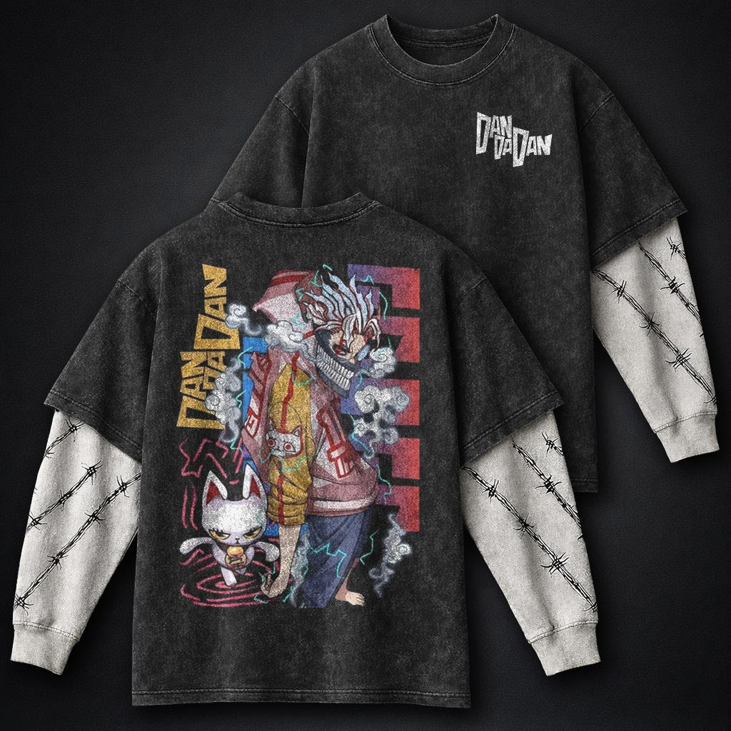 Dandadan Graphic Washed Double Sleeves T-Shirt
