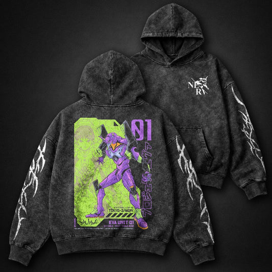 Neon Genesis Evangelion Oversized Washed Hoodie