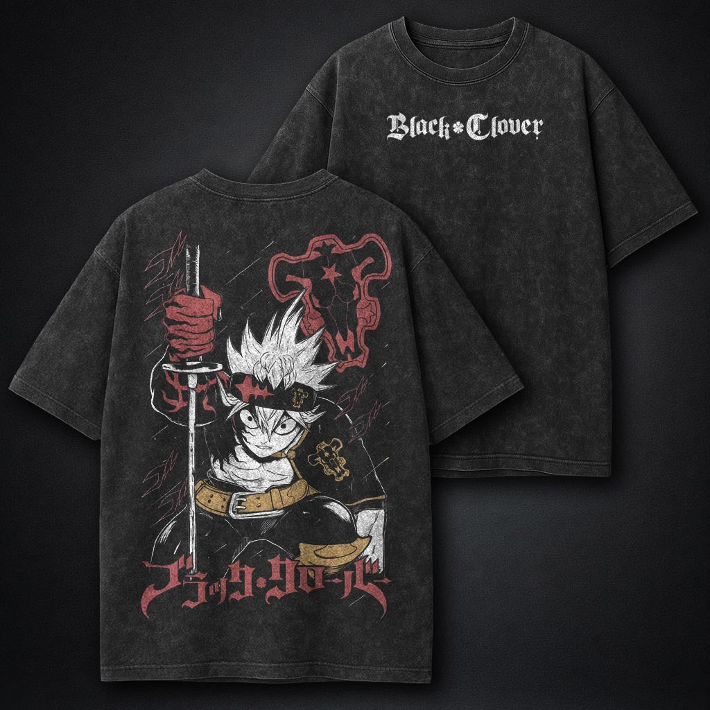 Black Clover Oversized Washed T-Shirt