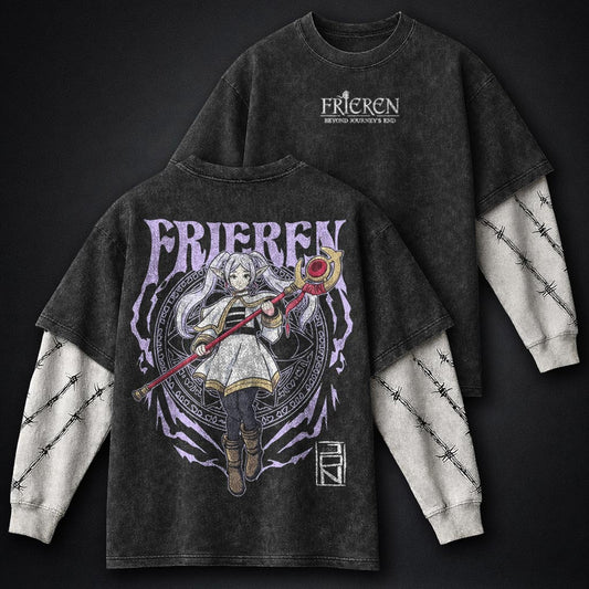 Frieren Vintage Washed Double Sleeves T-Shirt