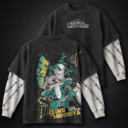 My Hero Academia Washed Washed Double Sleeves T-Shirt
