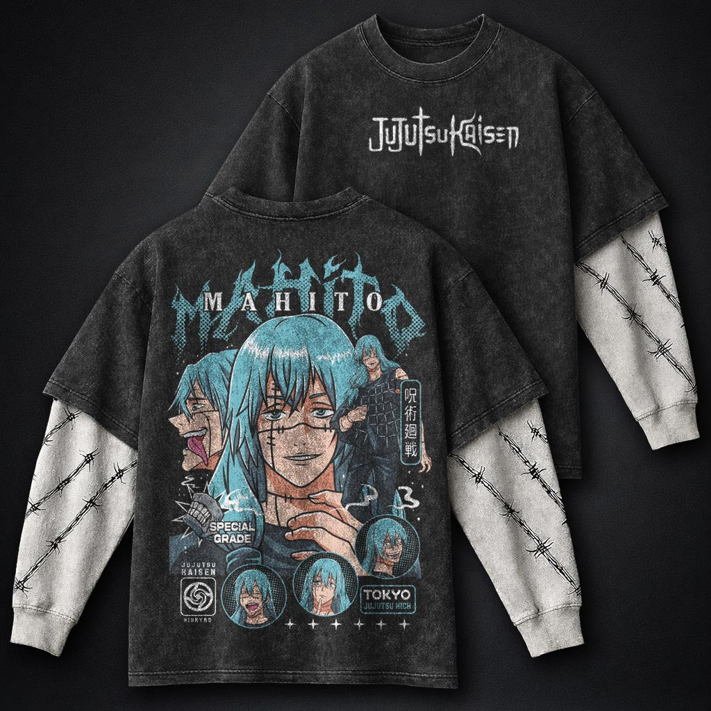 Jujutsu Kaisen Vintage Washed Double Sleeves T-Shirt