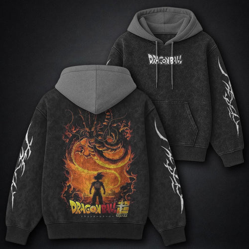 Dragon Ball Washed Black and Grey Washed Hoodie