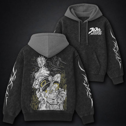 JoJo Faded Black and Grey Washed Hoodie