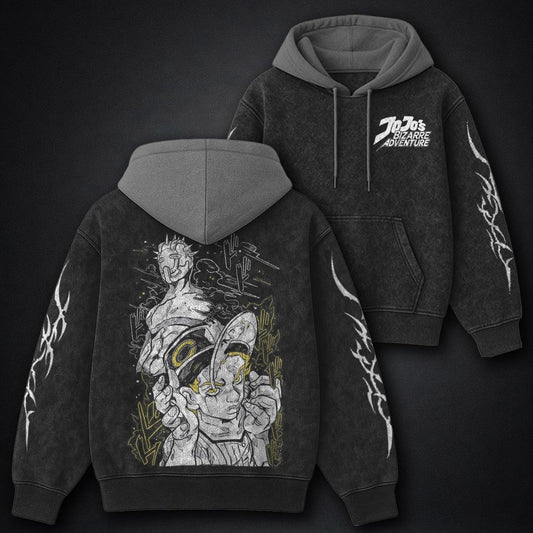 JoJo Faded Black and Grey Washed Hoodie