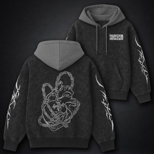 Hunter x Hunter Graphic Black and Grey Washed Hoodie