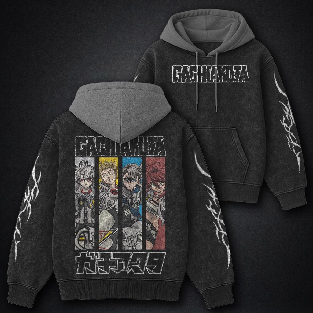 Gachiakuta Essential Black and Grey Washed Hoodie