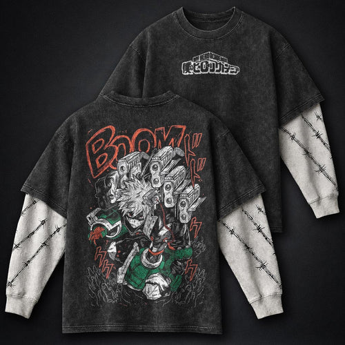 My Hero Academia Faded Washed Double Sleeves T-Shirt