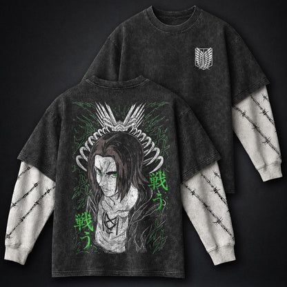 Attack on Titan Everyday Washed Double Sleeves T-Shirt