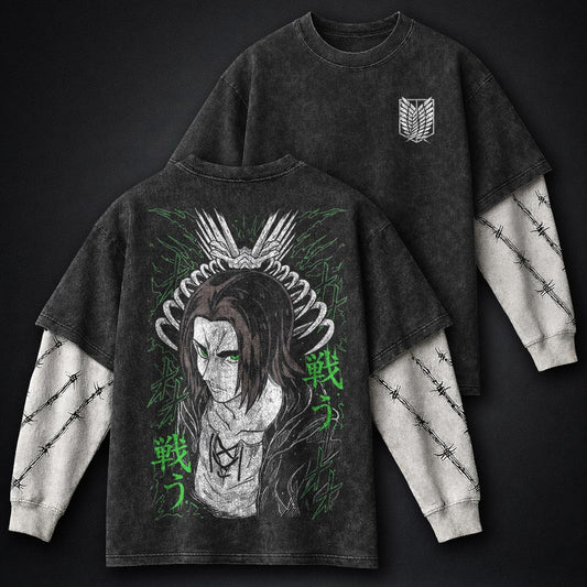 Attack on Titan Everyday Washed Double Sleeves T-Shirt