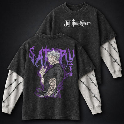 Jujutsu Kaisen Streetwear Washed Double Sleeves T-Shirt