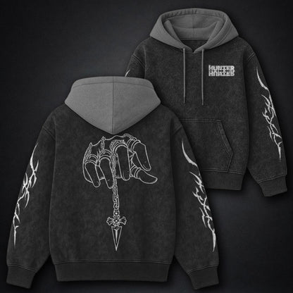 Hunter x Hunter Urban Black and Grey Washed Hoodie