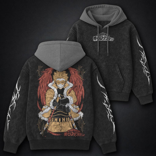 My Hero Academia Luxe Black and Grey Washed Hoodie