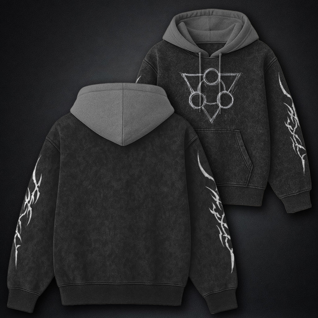Gachiakuta Statement Black and Grey Washed Hoodie