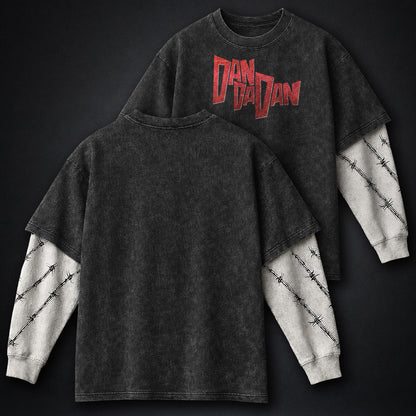 Dandadan Statement Washed Double Sleeves T-Shirt