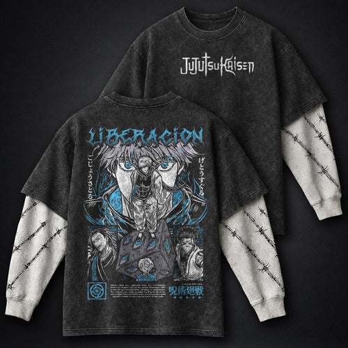Jujutsu Kaisen Distressed Washed Double Sleeves T-Shirt