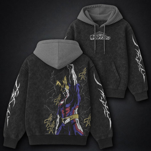 My Hero Academia Urban Black and Grey Washed Hoodie
