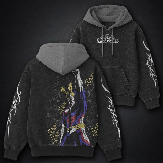 My Hero Academia Urban Black and Grey Washed Hoodie