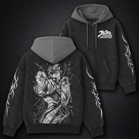JoJo Heavyweight Black and Grey Washed Hoodie