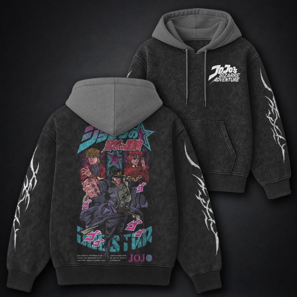JoJo Oversized Black and Grey Washed Hoodie