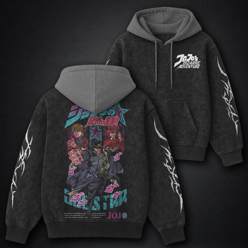 JoJo Oversized Black and Grey Washed Hoodie