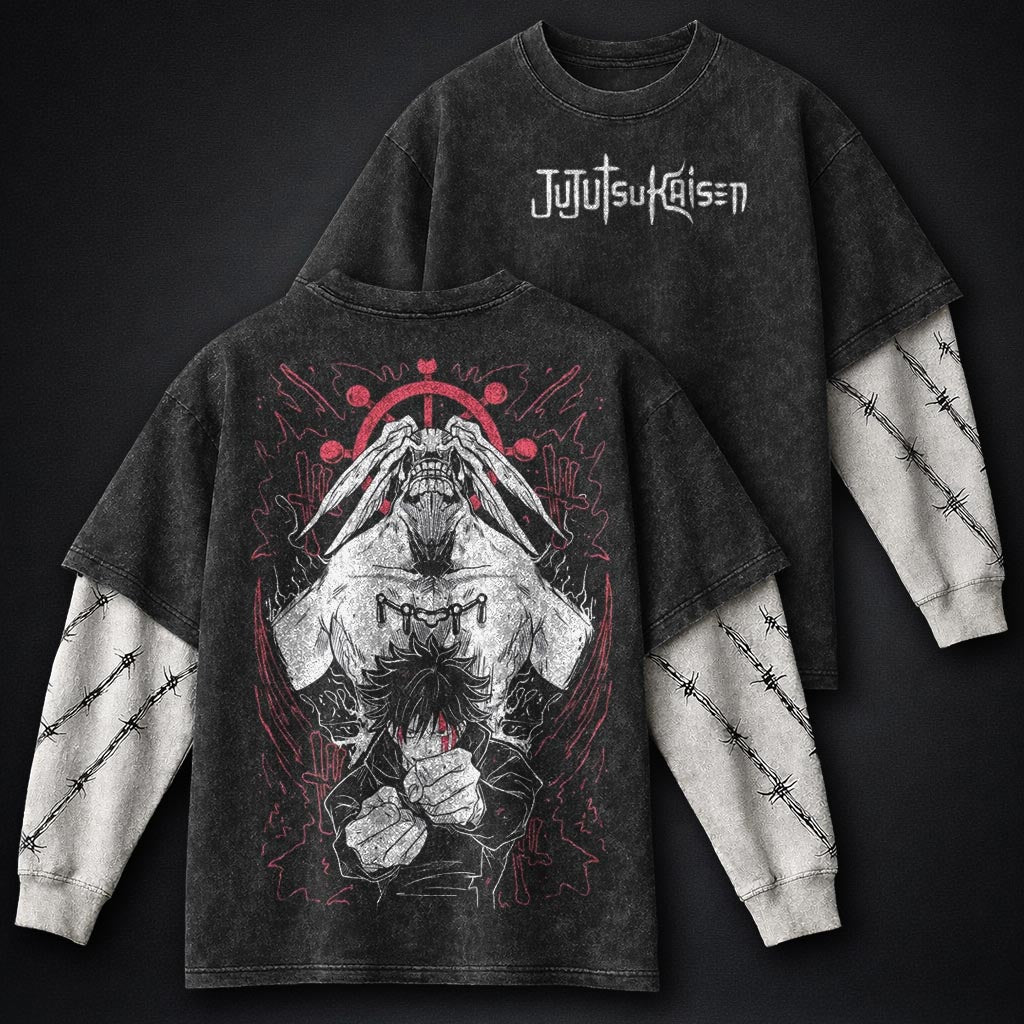 Jujutsu Kaisen Heavyweight Washed Double Sleeves T-Shirt