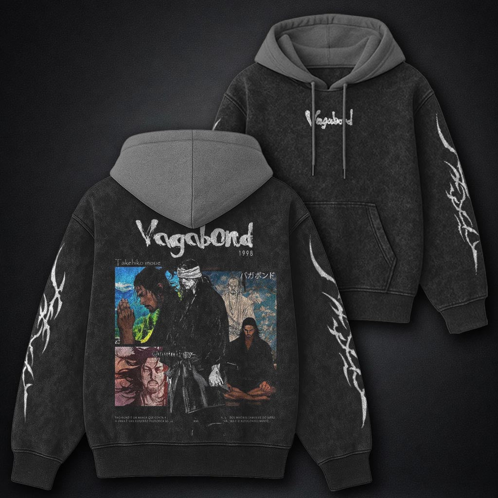 Vagabond Classic Black and Grey Washed Hoodie