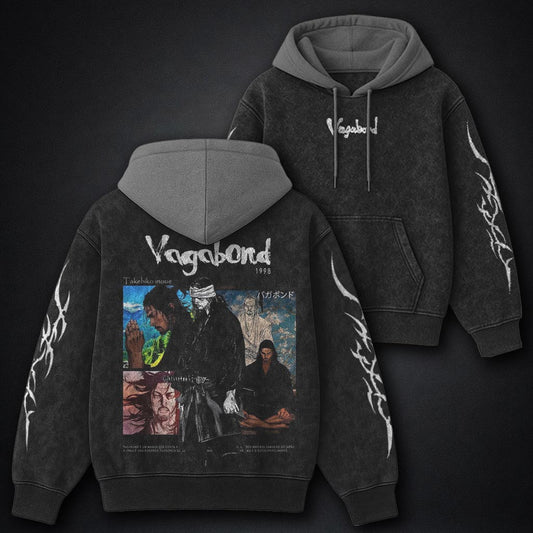 Vagabond Classic Black and Grey Washed Hoodie