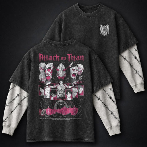 Attack on Titan Signature Washed Double Sleeves T-Shirt