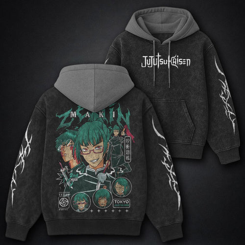 Jujutsu Kaisen Urban Black and Grey Washed Hoodie
