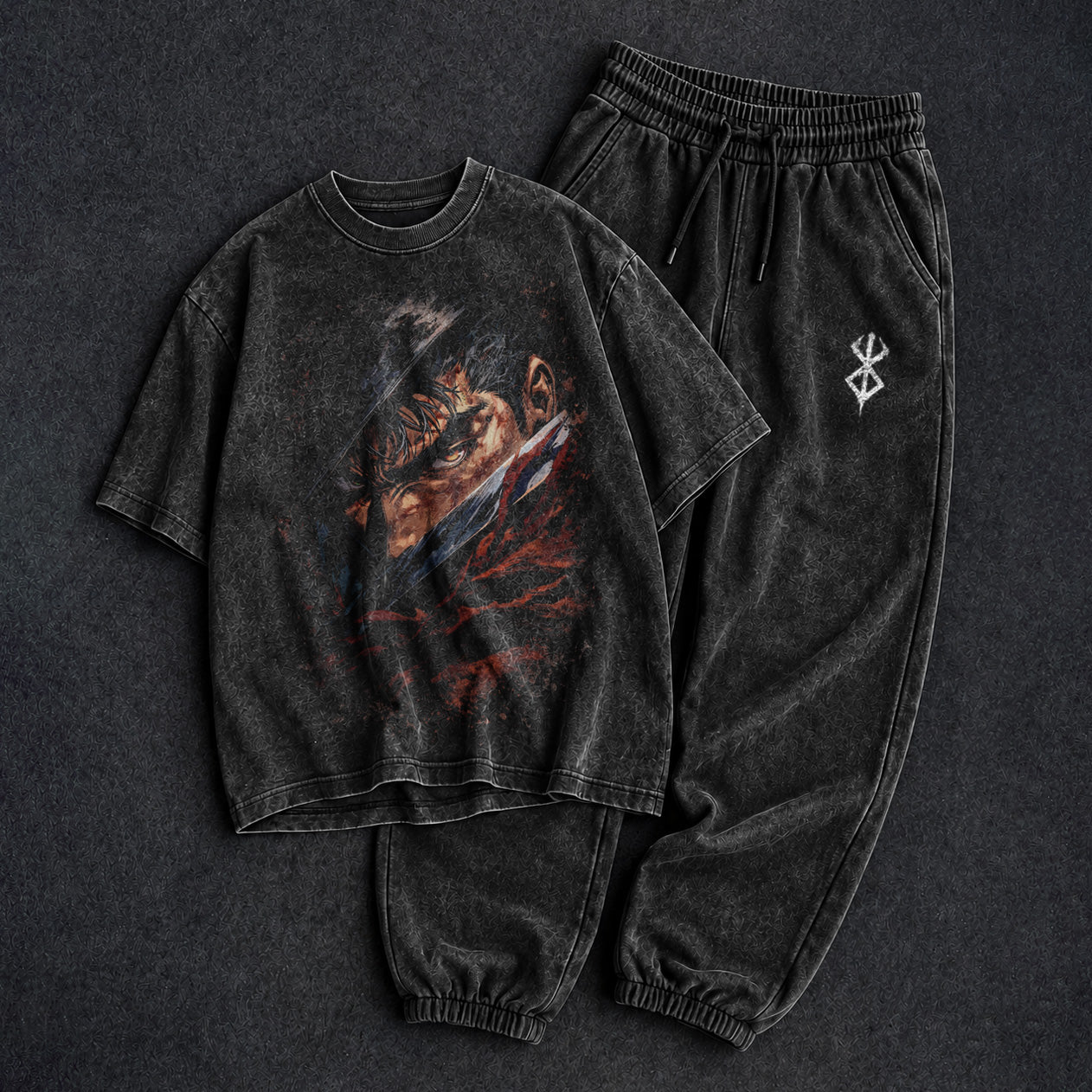 Berserk Washed Black T-Shirt and Joggers Combo