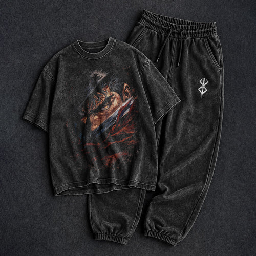Berserk Washed Black T-Shirt and Joggers Combo