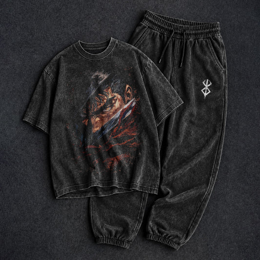 Berserk Washed Black T-Shirt and Joggers Combo