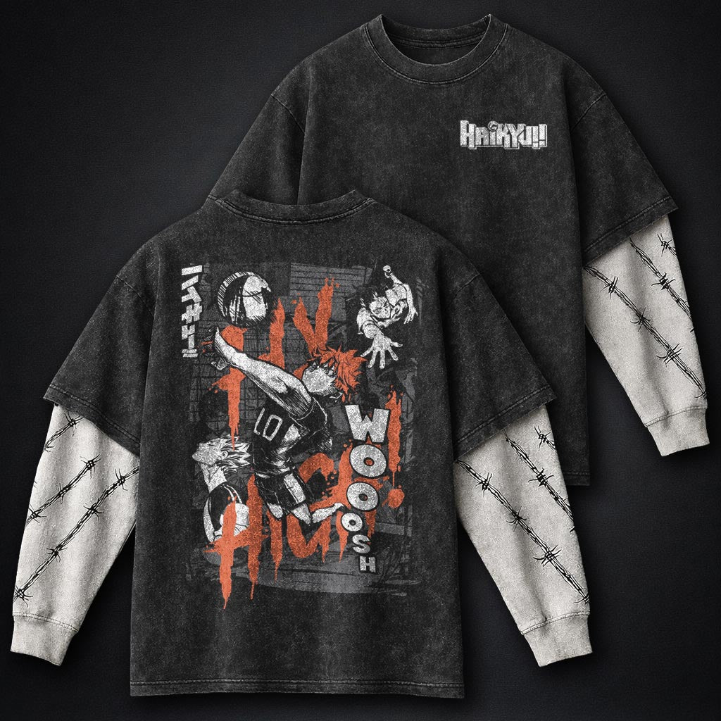 Haikyuu Soft Washed Double Sleeves T-Shirt