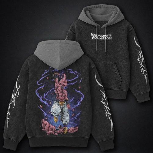 Dragon Ball Premium Black and Grey Washed Hoodie