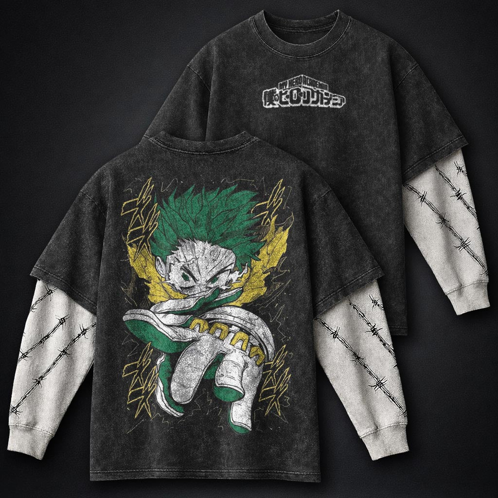 My Hero Academia Clean Washed Double Sleeves T-Shirt