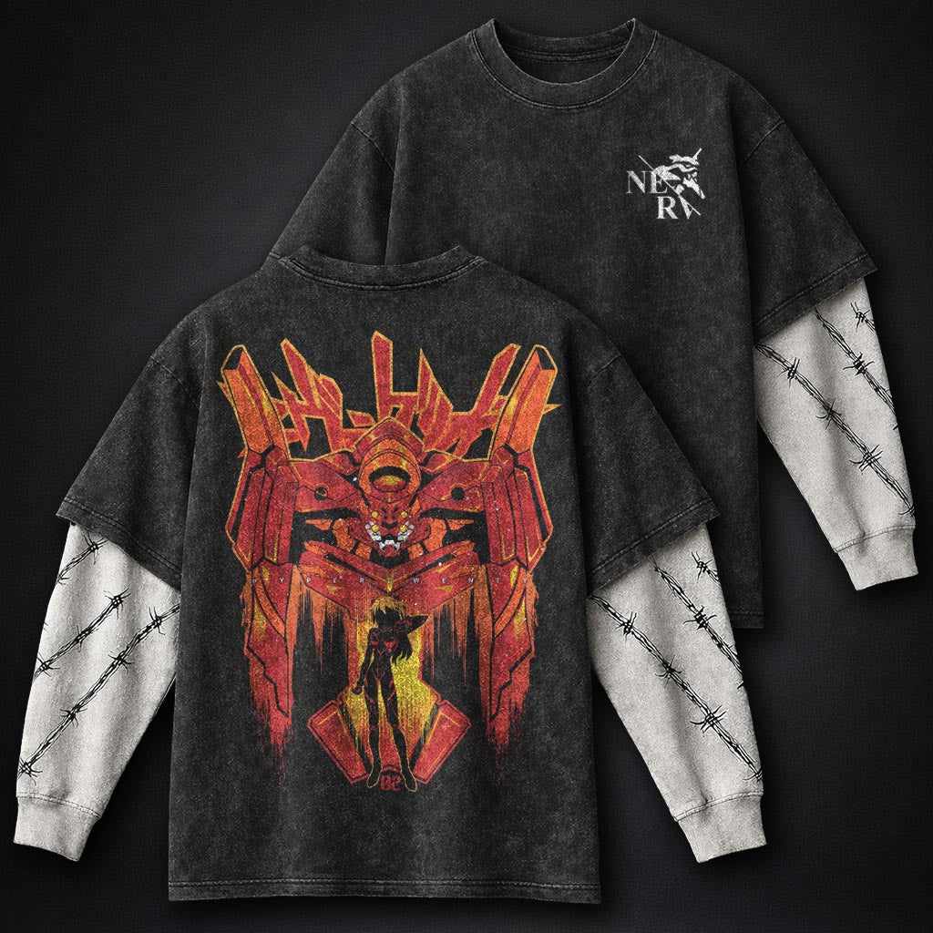 Neon Genesis Evangelion Heavyweight Washed Double Sleeves T-Shirt