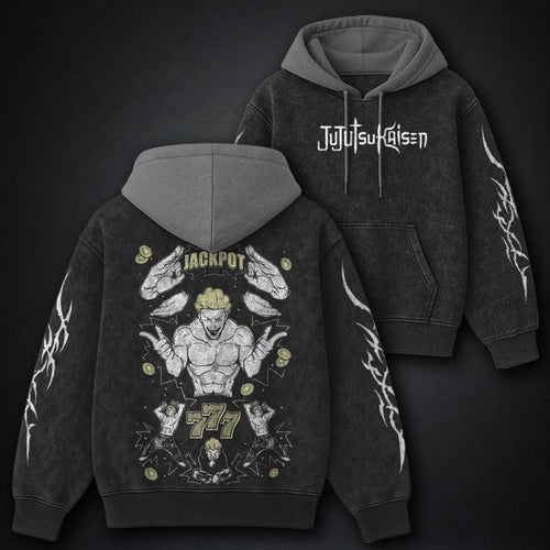 Jujutsu Kaisen Everyday Black and Grey Washed Hoodie
