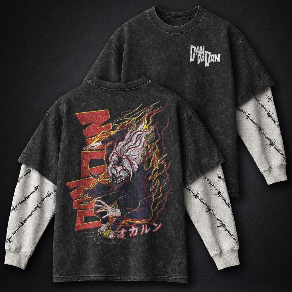 Dandadan Oversized Washed Double Sleeves T-Shirt