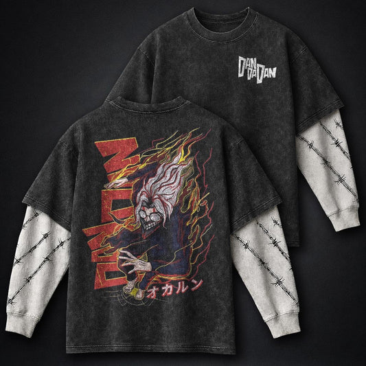 Dandadan Oversized Washed Double Sleeves T-Shirt