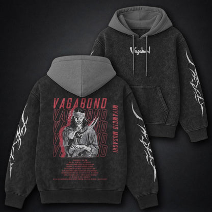 Vagabond Vintage Black and Grey Washed Hoodie