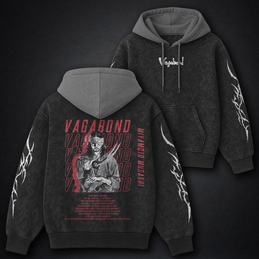 Vagabond Vintage Black and Grey Washed Hoodie