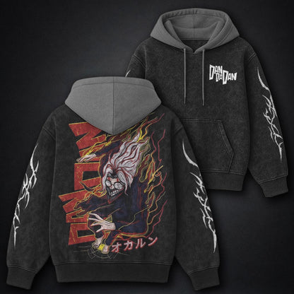 Dandadan Urban Black and Grey Washed Hoodie
