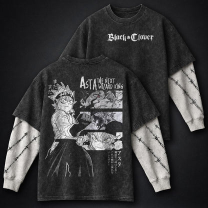 Black Clover Soft Washed Double Sleeves T-Shirt