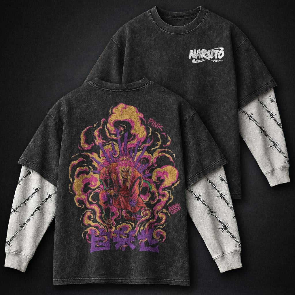 Naruto Lightweight Washed Double Sleeves T-Shirt