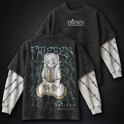 Frieren Washed Washed Double Sleeves T-Shirt