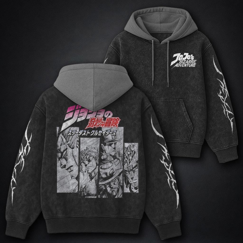 JoJo Washed Black and Grey Washed Hoodie